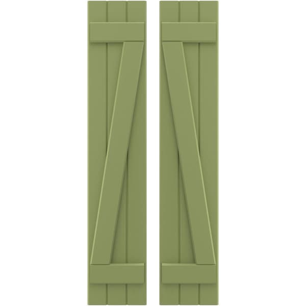 Ekena Millwork Americraft 3-Board (2 Batten) Wood Joined Board-n-Batten Shutters w/ Z-Bar, ARW102BB311X77MGH, PR ARW102BB311X77MGH - main